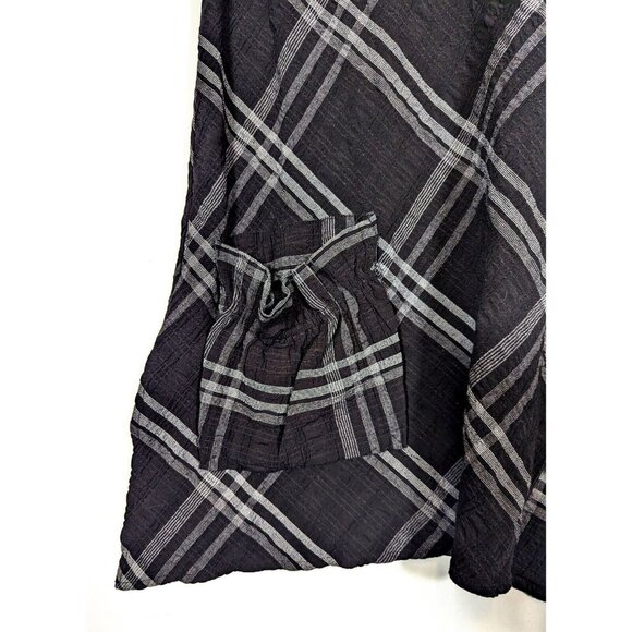 Soft Surroundings Women's Black/Grey Plaid Handkerchief Hem Tunic, Size Medium - Picture 6 of 9